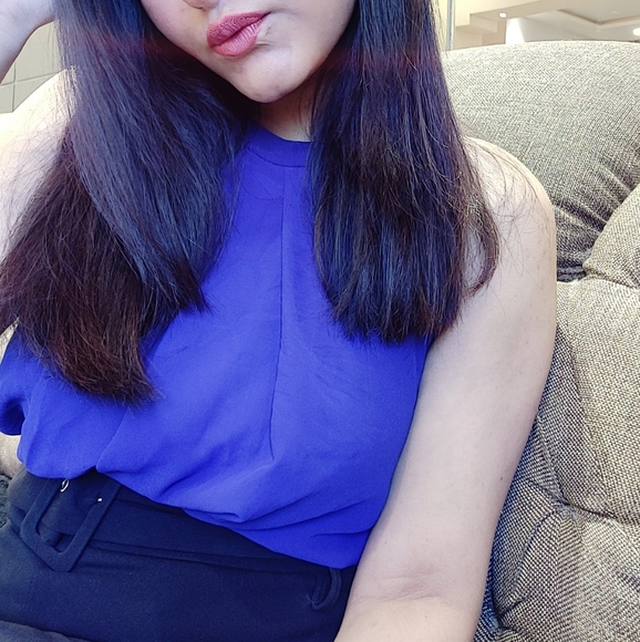 Blue halter neck top